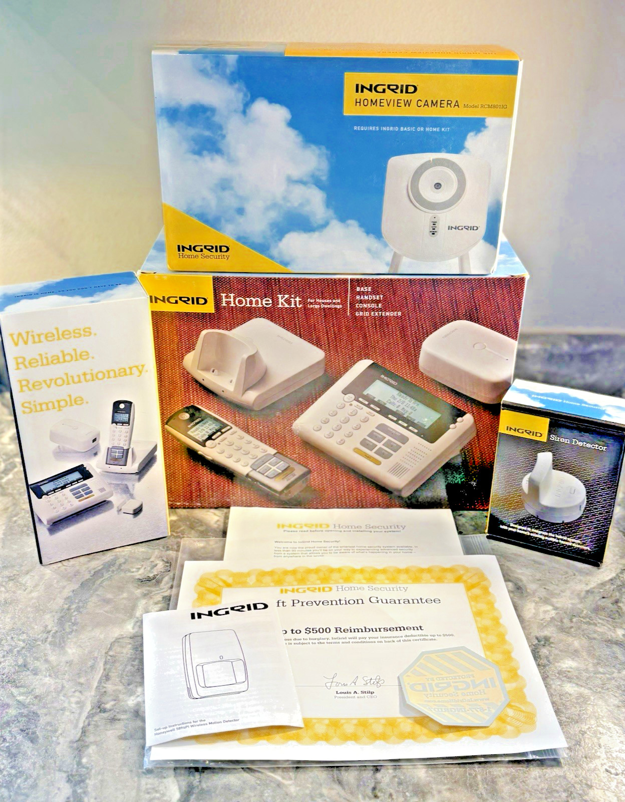 Vintage NIB 2007 Ingrid Smart Home Security Set Camera, Console, Siren, Full Kit