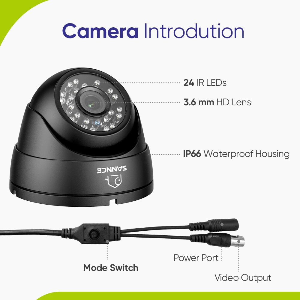 SANNCE Outdoor Dome CCTV Security Camera IR Night Vision 900TVL 3.6mm In/outdoor