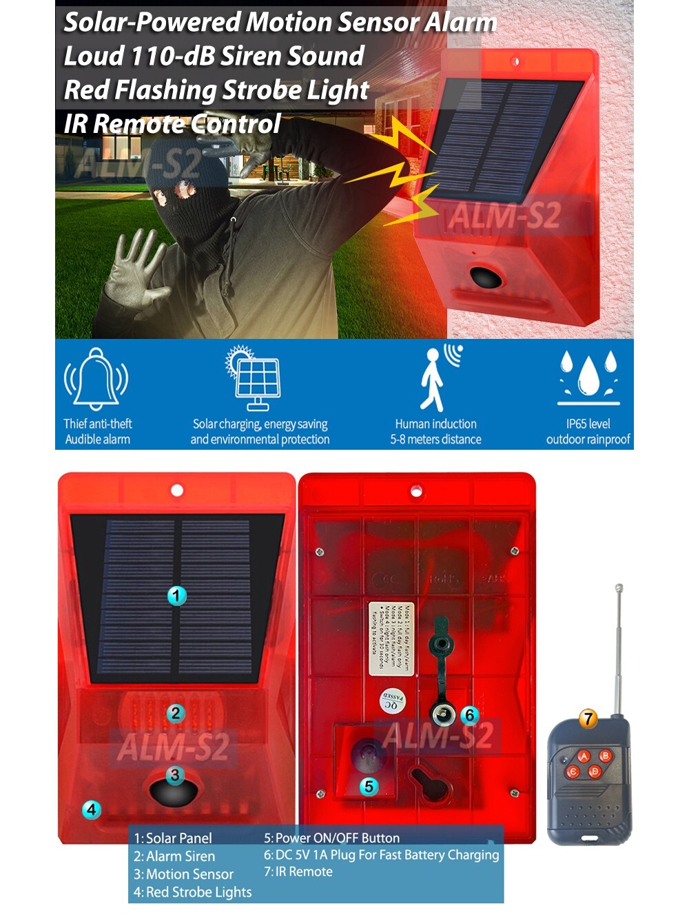 Solar-Powered Motion Alarm With Remote