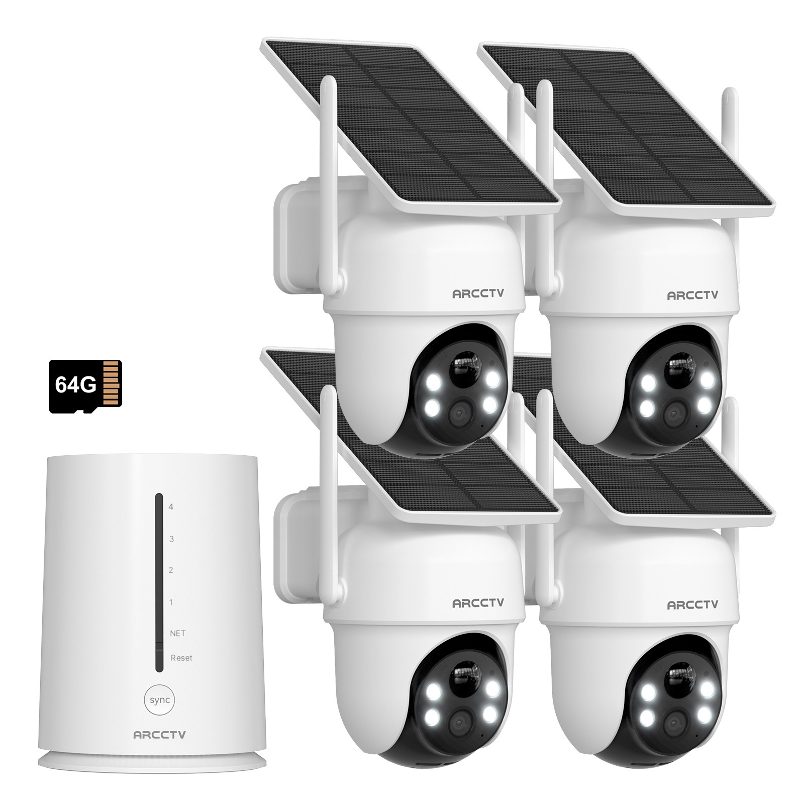 ARCCTV 4MP Outdoor Solar Battery Security Camera System 360°PTZ Wireless Audio