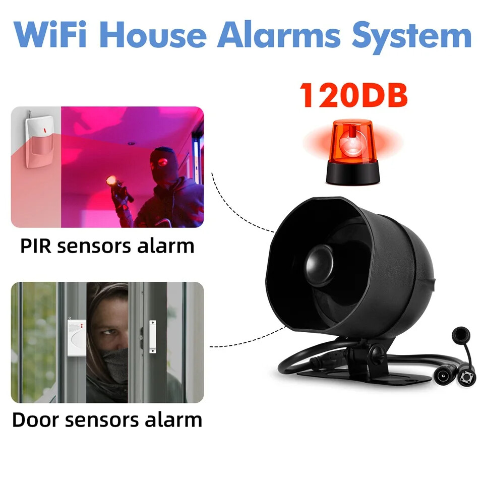 Siren Home Security Tuya Smart WiFi 120dB Loudly Speaker Alarm System Burglar US