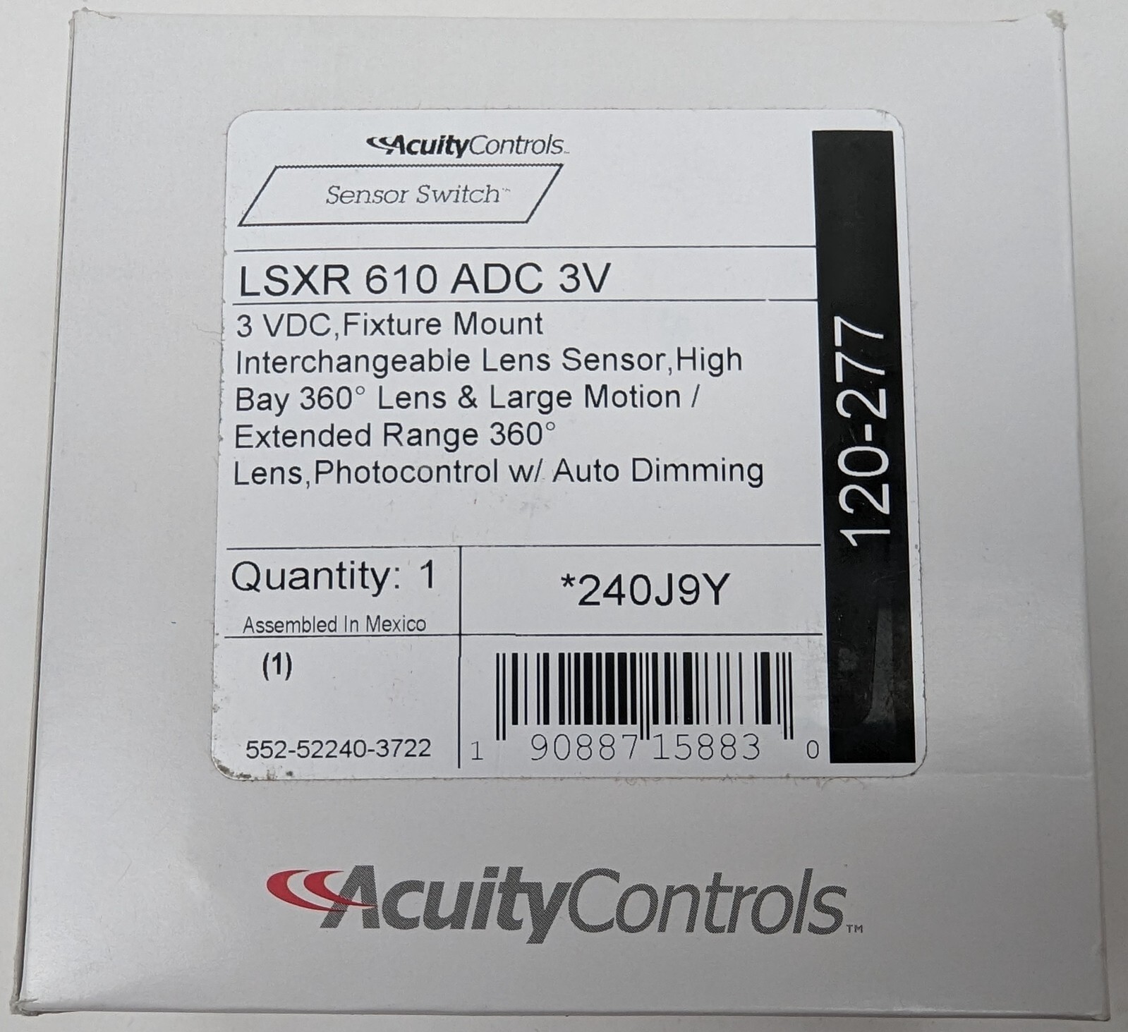 Acuity LSXR 610 ADC 3V Sensor Switch Occupancy Sensor 360 Degree Fixture Mount