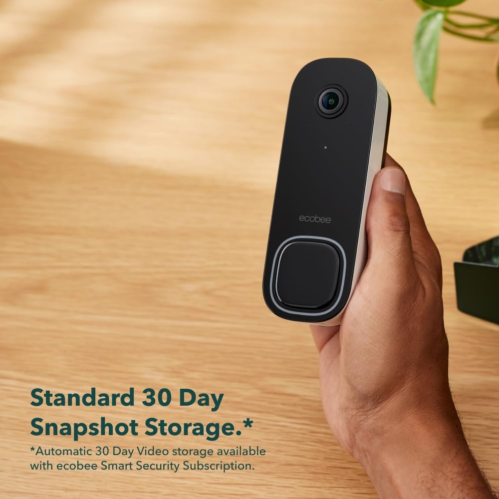 ecobee Smart Video Doorbell Camera (Wired) – with Industry Leading HD Black