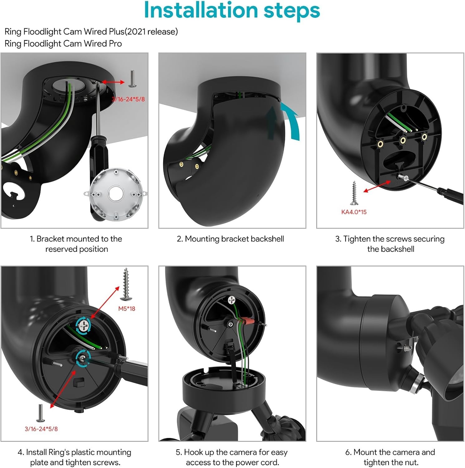 Eave Mount for Ring Floodlight Cam Wired Pro/Pro (2nd Gen)/ Plus, Blink Wired Fl