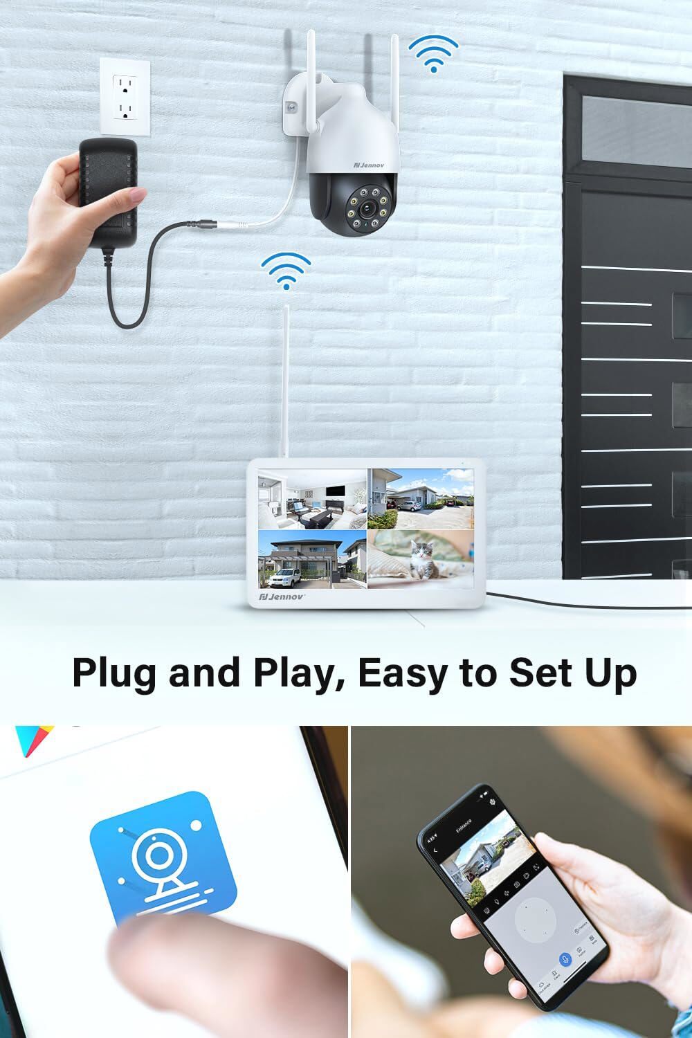 JENNOV 5MP PTZ Security Camera 2.4/5G WiFi Color Night Vision Outdoor Camera