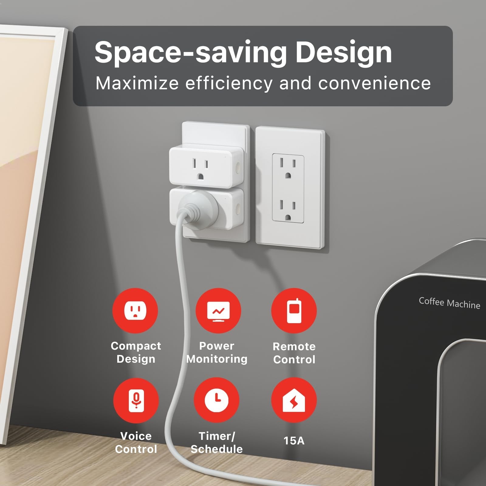Zigbee Smart Plug with Power Monitoring, 15A Outlet, ETL Certified, Hub Required