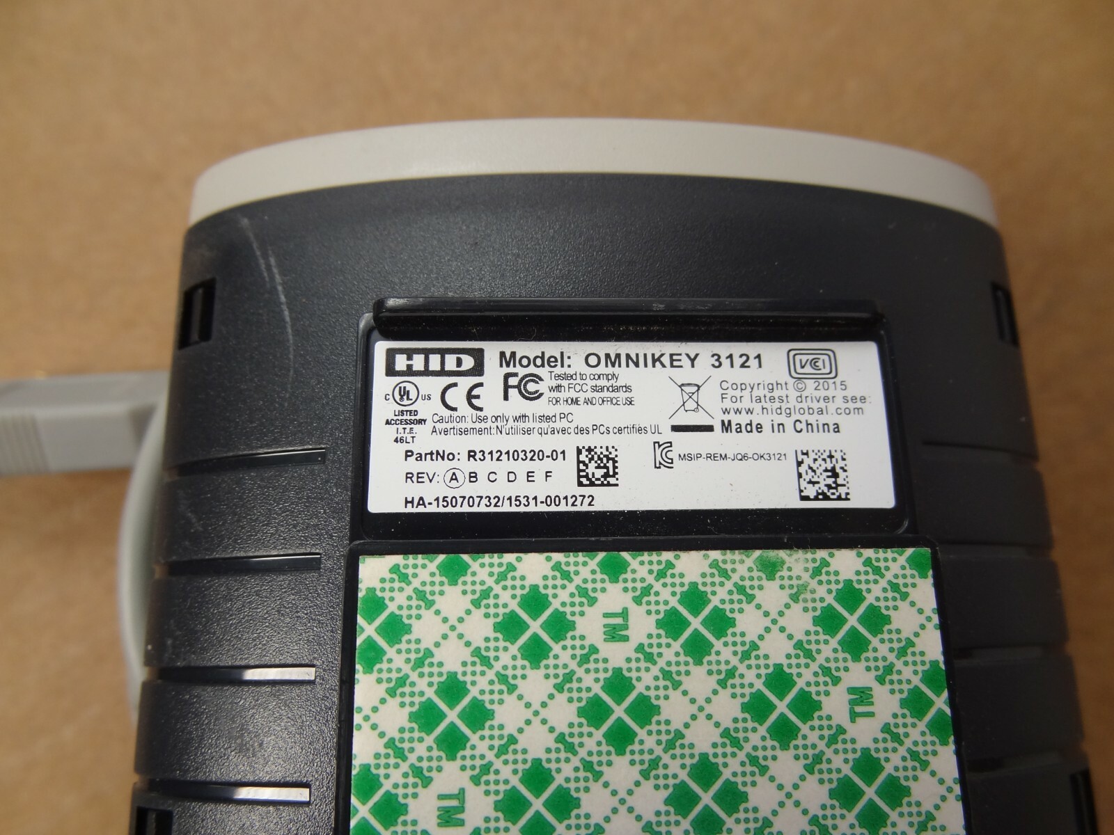 HID Omnikey 3121 R31210320-01 Smart Card Reader Interior Grey USB 2.0