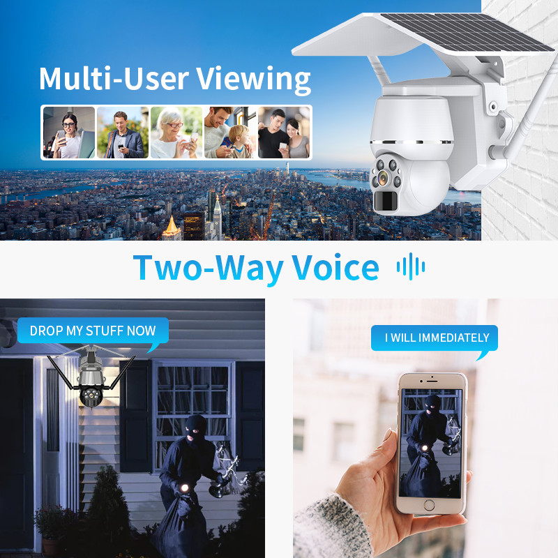 4G Security Camera Solar Flood Light 128G 24/7 PTZ Home Remote Camera Outdoor