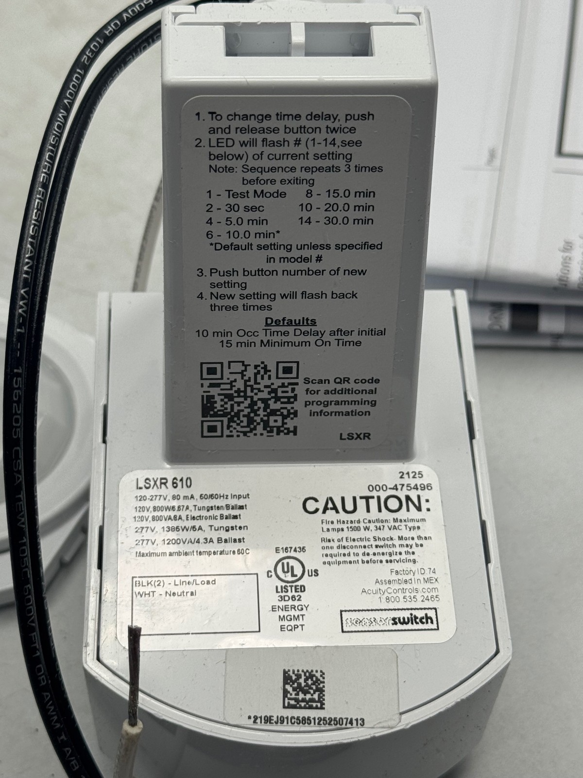 SensorSwitch LSXR 610 Fixture Mount Sensor Occupancy AcuityBrands White PIR
