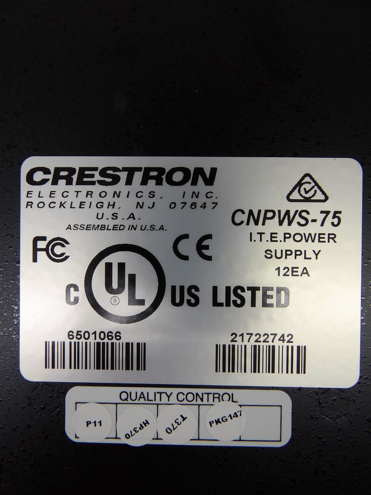 Crestron CNPWS-75 I.T.E. Power Supply 100 – 250V ~ 2.3A 50/60 Hz