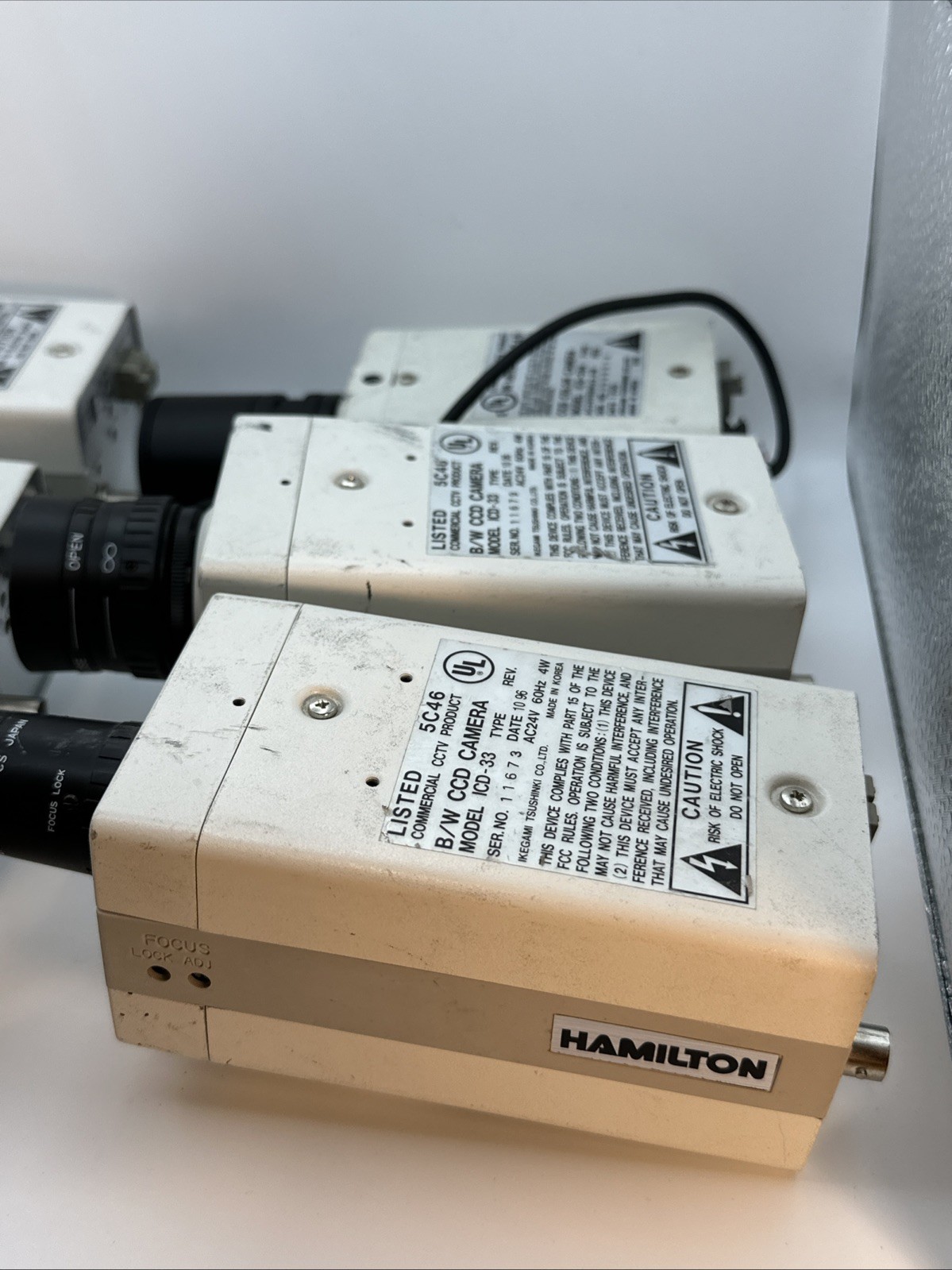 Lot Of 6 Hamilton Ikegami ICD-33 B/W CCD AC24V Security Camera With Lenses