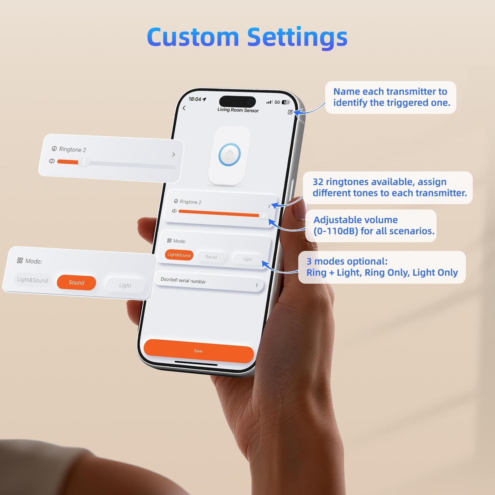 Smart WiFi Door Chime & Window Sensor Alarm – 500FT Range, 32 Ringtones, App Ale