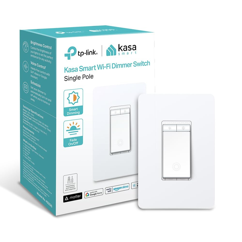 Dimmer Switch HS220P3, Single Pole, Needs Neutral Wire, 2.4Ghz Wi-Fi Light Switc