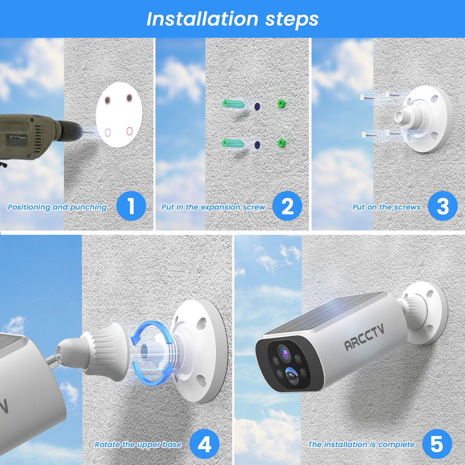 4 Pack Solar Battery Wireless Security Camera Outdoor WiFi Home IR Night Vision