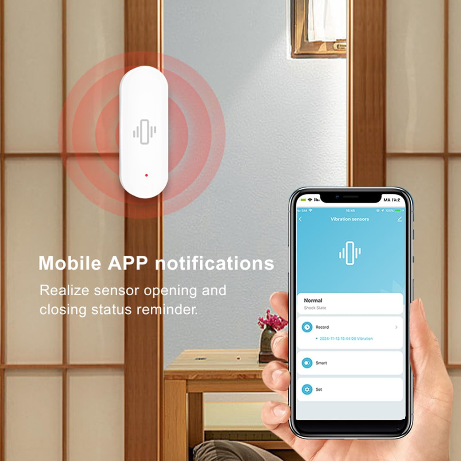 Wireless Glass Break Detector with App Alerts and Adjustable Sensitivity (2-Pack