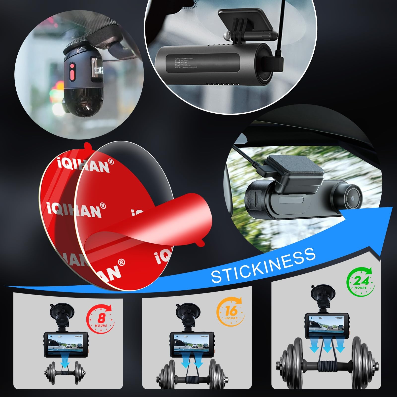 5pcs Sticky Adhesive Pad for Dash Cam Diameter: 63 mm / 2.48 inches, Clear