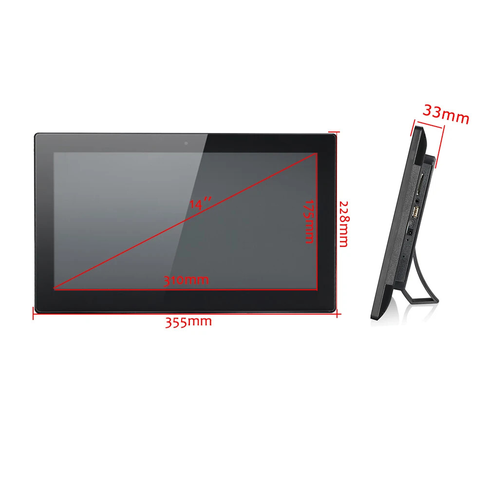1920×1080 4GB 16GB 1.8GHz Quad-Core Android Tablet 14 Inch with 2.4+5G Dual WiFi