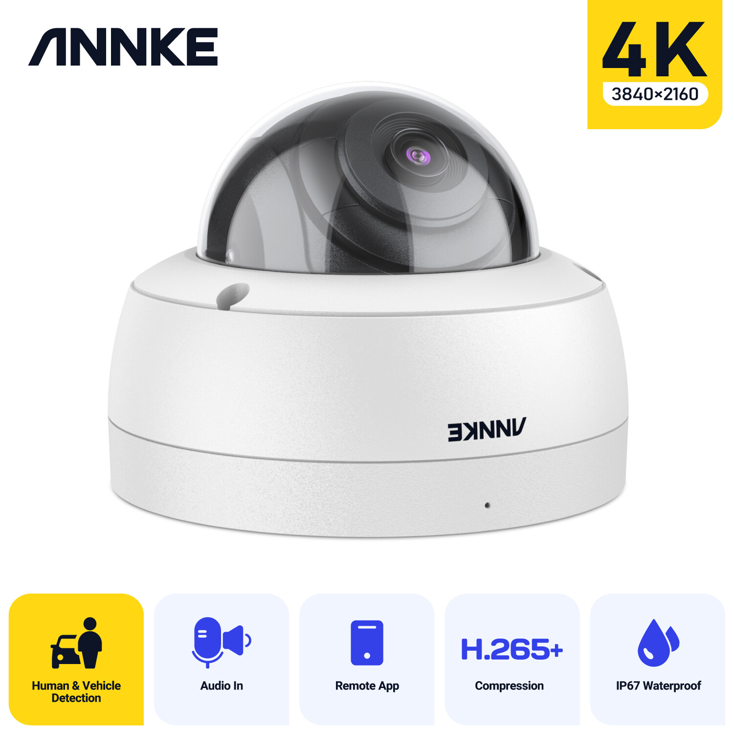 ANNKE 4K 8MP Microphone Audio POE IP Security Camera H.265+ Outdoor Human Detect