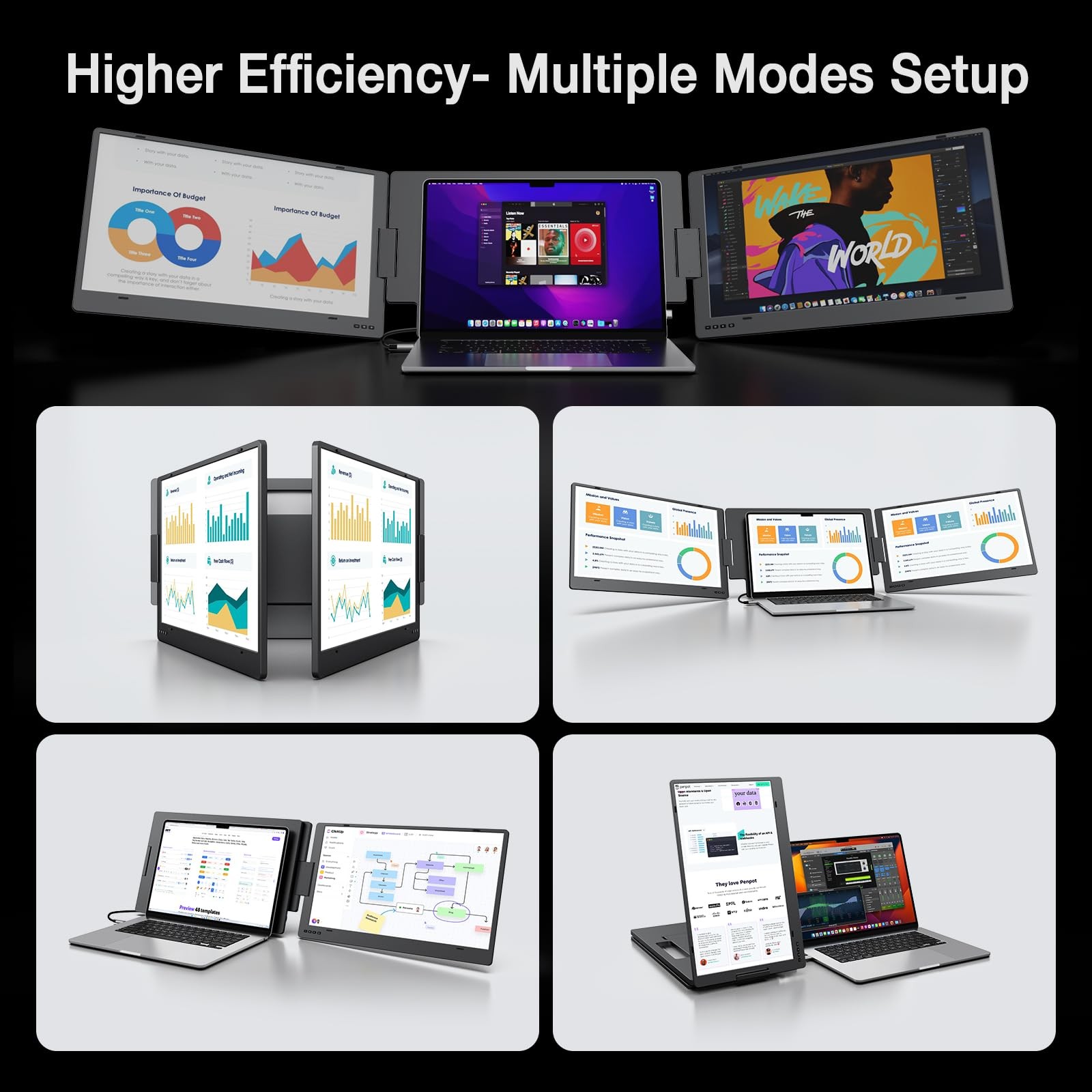 Kyy 15.6 Laptop Screen Extender 1080P Fhd Ips Portable Monitor One Cable Usb-C