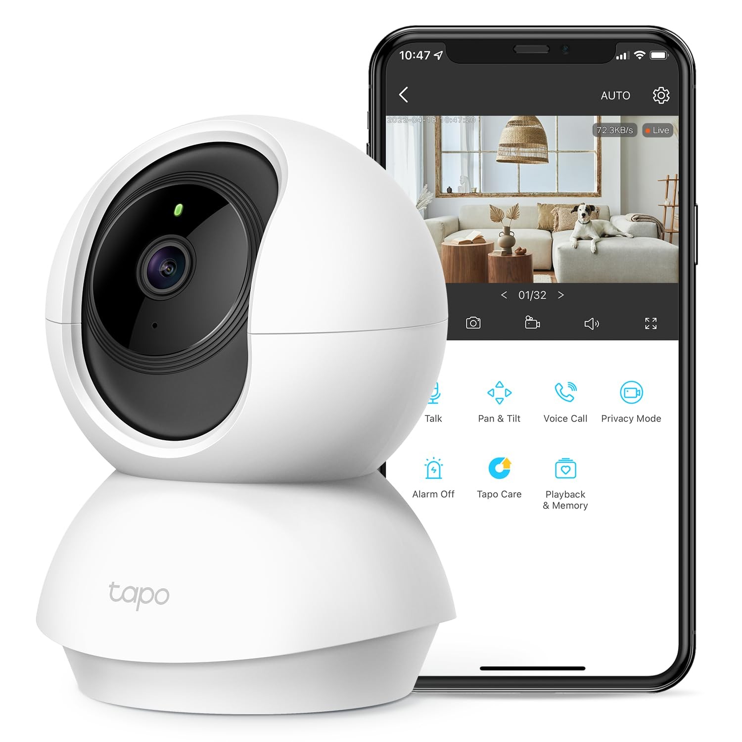 Tapo TP-Link 2K Pan/Tilt Security Camera Baby Monitor Motion Detection C210