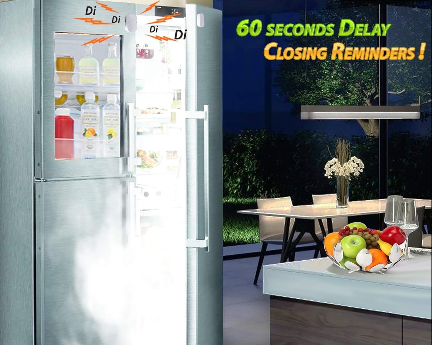 White Compact Freezer Door Alarm with 60 Sec Delay & 110dB Siren