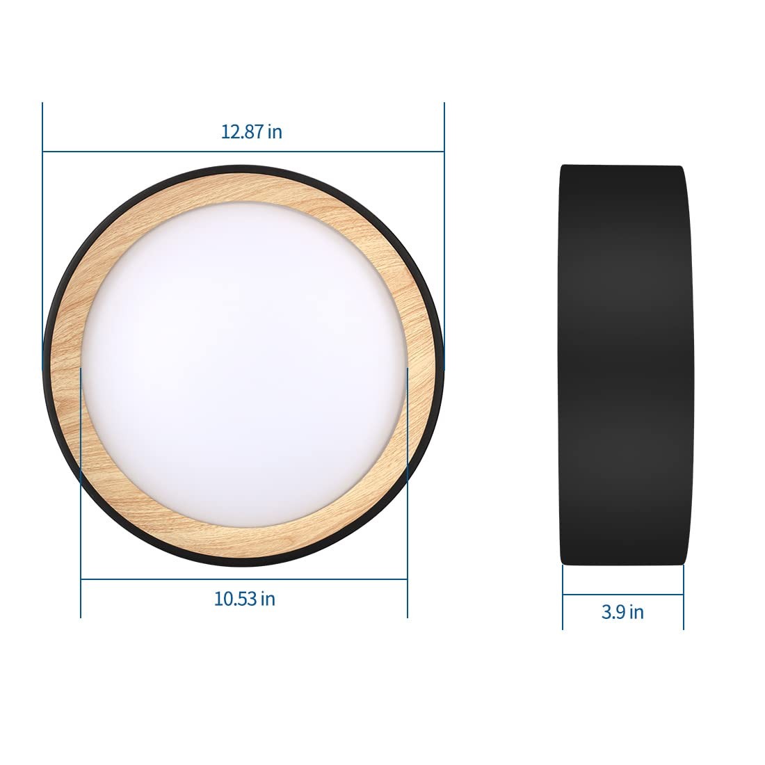 DAKASON LED Flush Mount Ceiling Light Fixture 12.5” 25W 12.5In-1Pack, Black