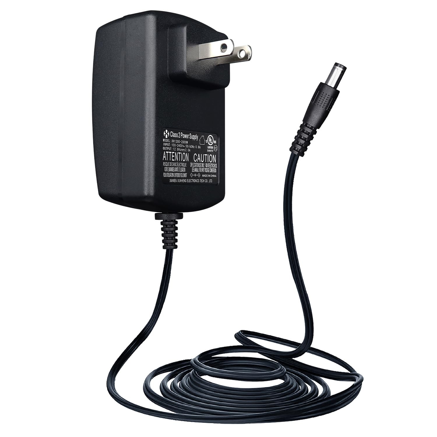 UL Listed 12V 2A 10ft Power Supply Adapter, AC to DC 24W 2000mA 1500mA 1000mA…
