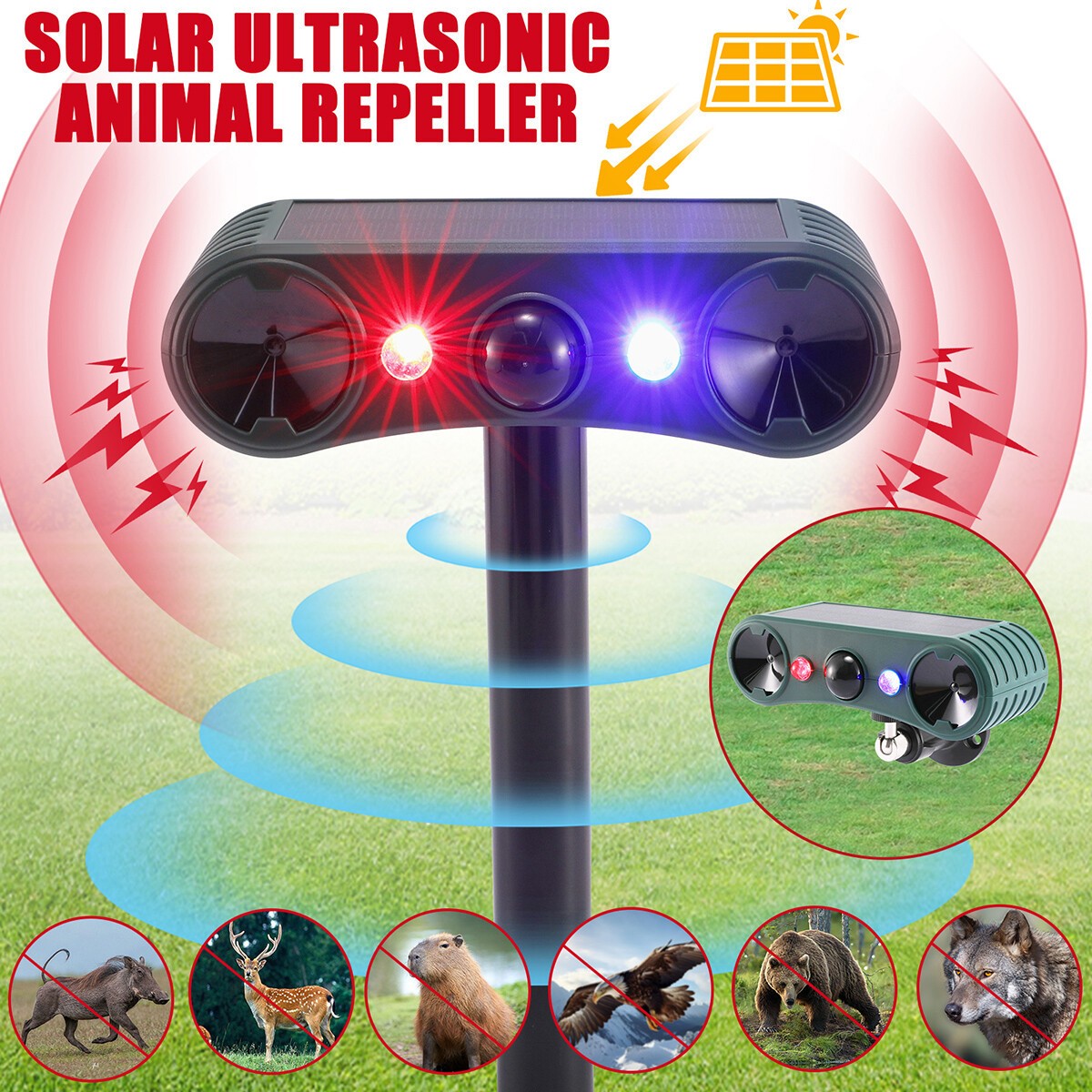 Outdoor Solar Wireless Motion Sensor Alarm 4 Modes Detector 130db Loud Noise