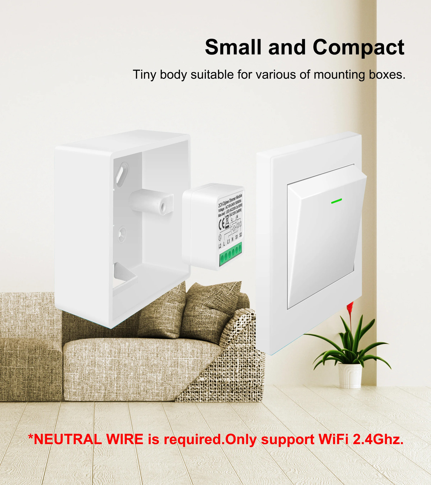 Tuya ZigBee 3.0 Smart Dimmer Switch Module Dimmable Light Switch Work with Alexa
