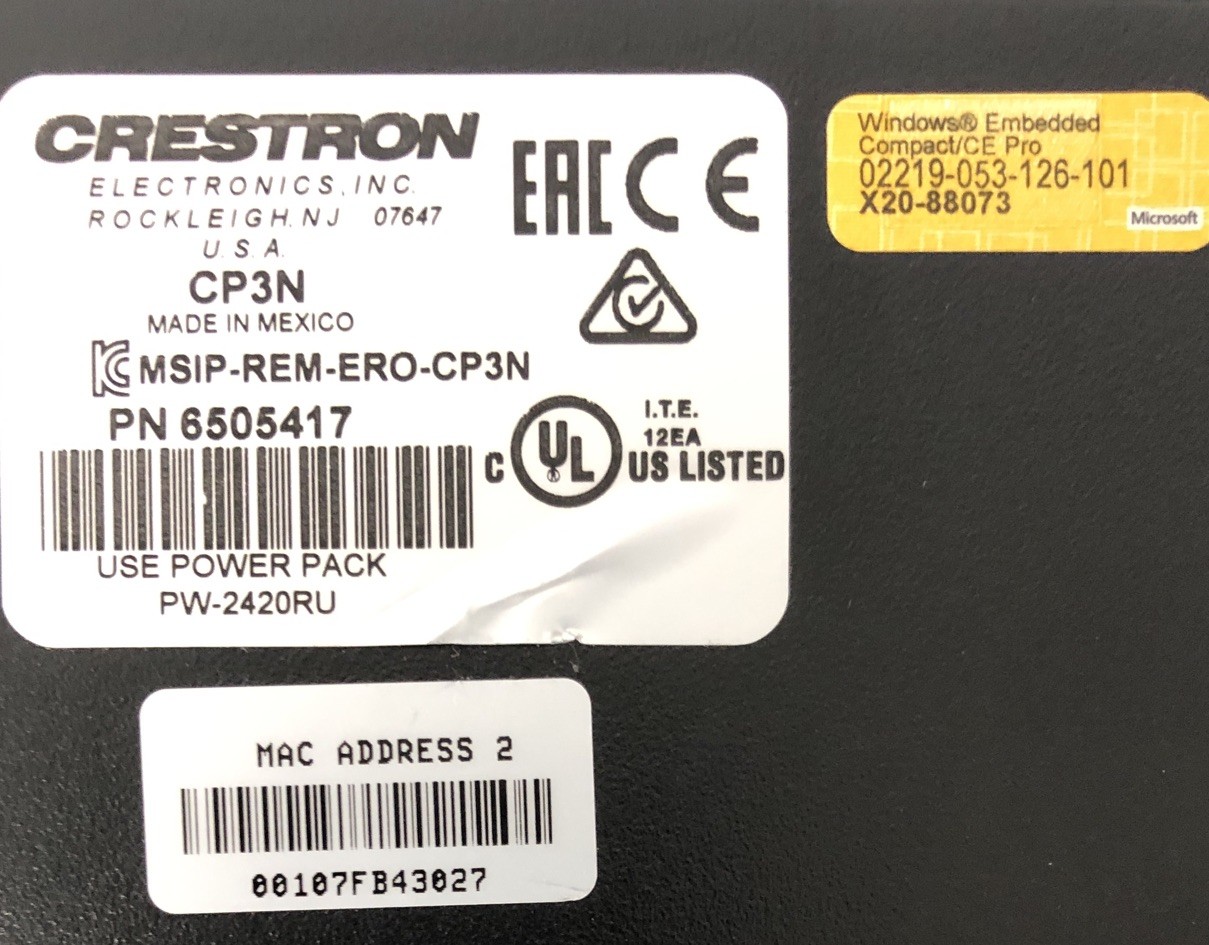 Crestron CP3 3-Series System Processor Controller 6504877 MSIP-REM-ERO-CP3N