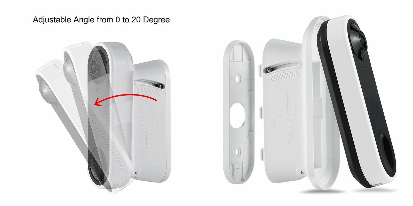 Wasserstein 0-20 Vertical Wedge Wall Mount for Arlo Wired Video Doorbell (White)