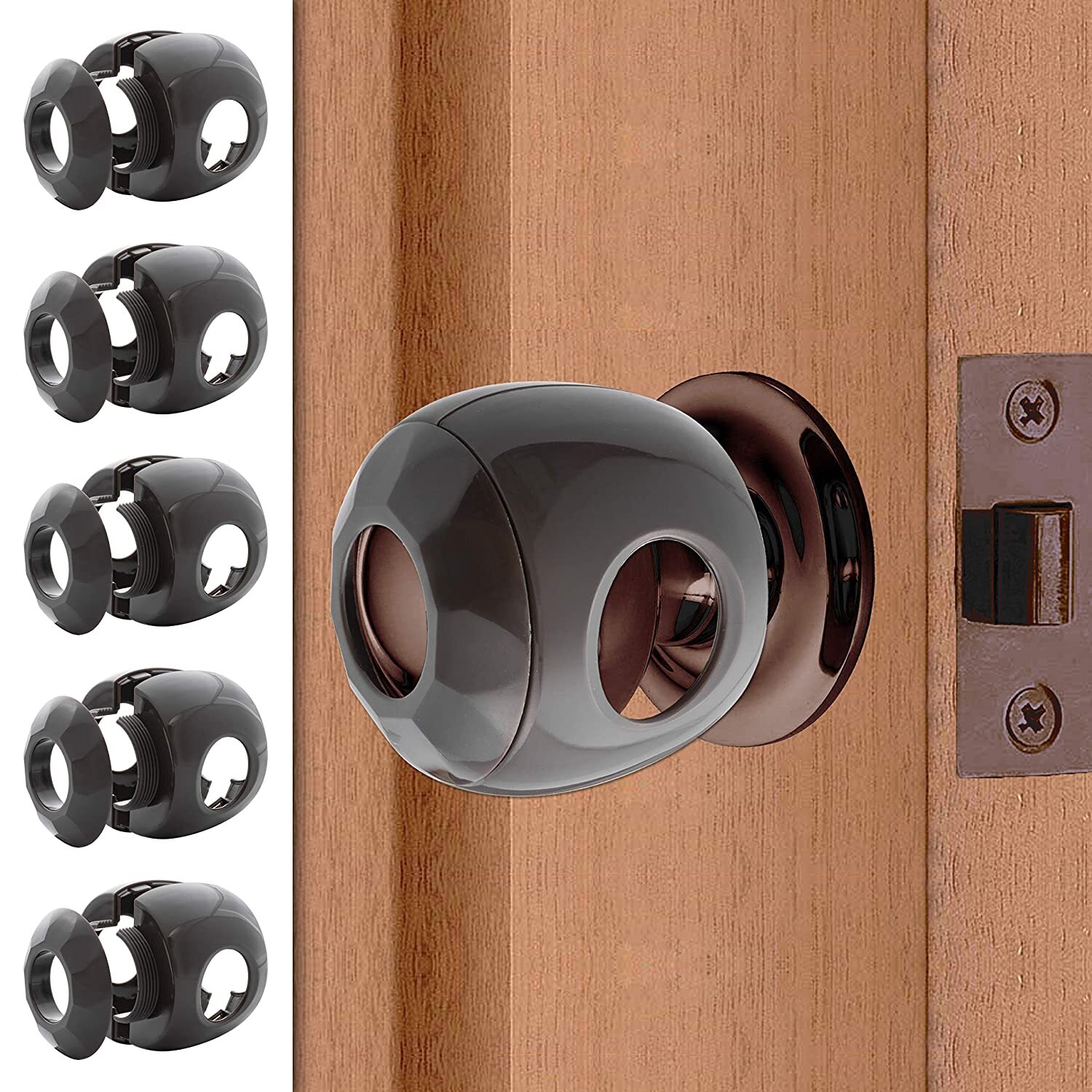 5 Pack – Bronze – Door knob safety cover – New Design