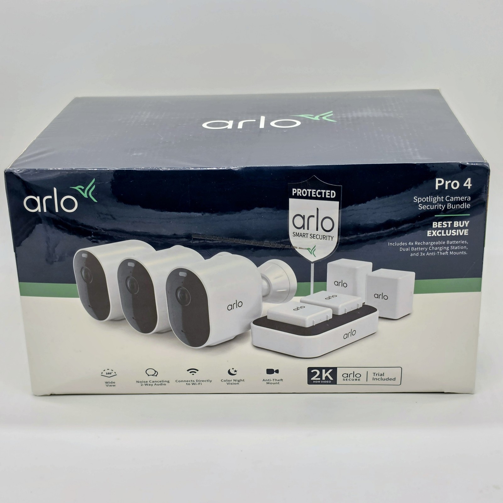 ✨ SEALED✨ Arlo Pro 4 3 Camera Security System 2K HDR Wireless Spotlight Bundle