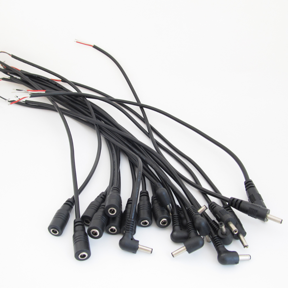 50pcs 0.3m/1FT DC Power Cable 3.5mmx1.35mm DC Tip Male/Female Cable Pigtail Wire