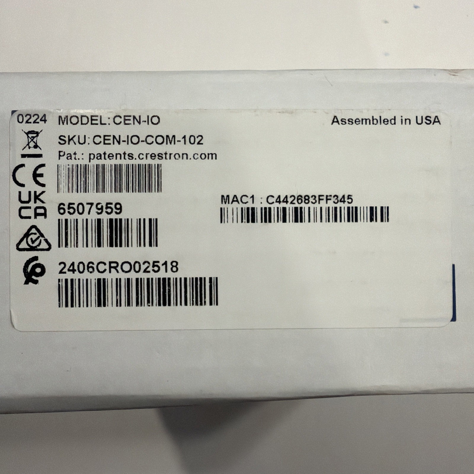 Open Box Crestron CEN-IO-COM-102 Ethernet IO Module Wired Control Interface