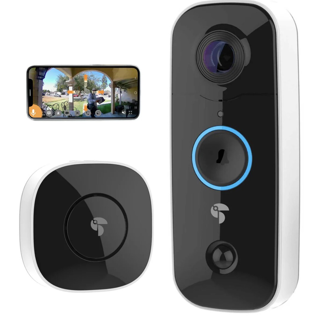 NEW Toucan Wireless Video Doorbell System w/ Rechargeable Battery Live Feed App