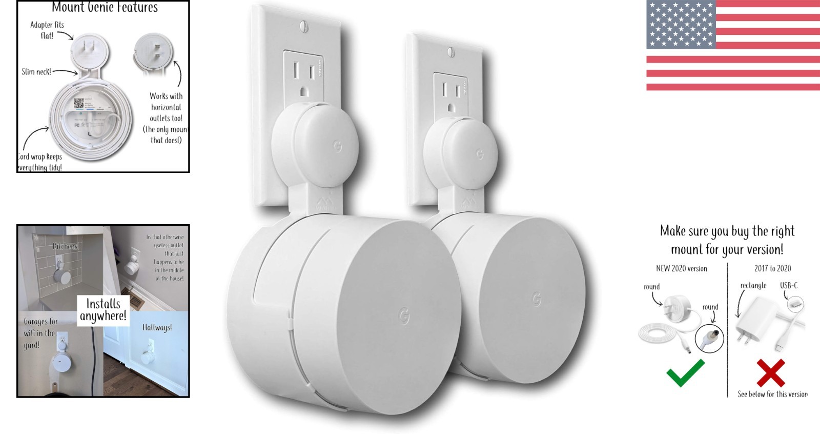 2-Pack Google WiFi Outlet Mount – Transforms Outlets Into Beacons Effortlessly