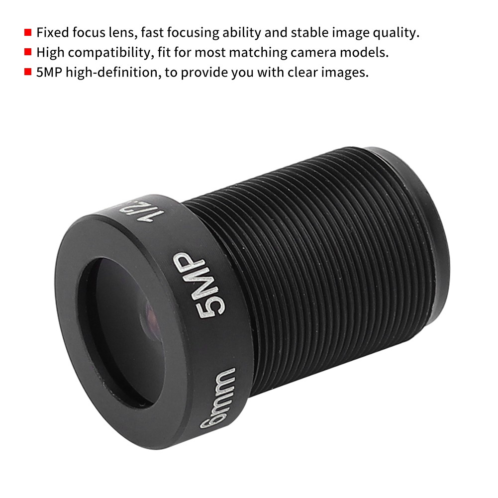 5MP Camera Lens High Definition 6mm Fixed 1/2.5 Image Format M12 Mounts