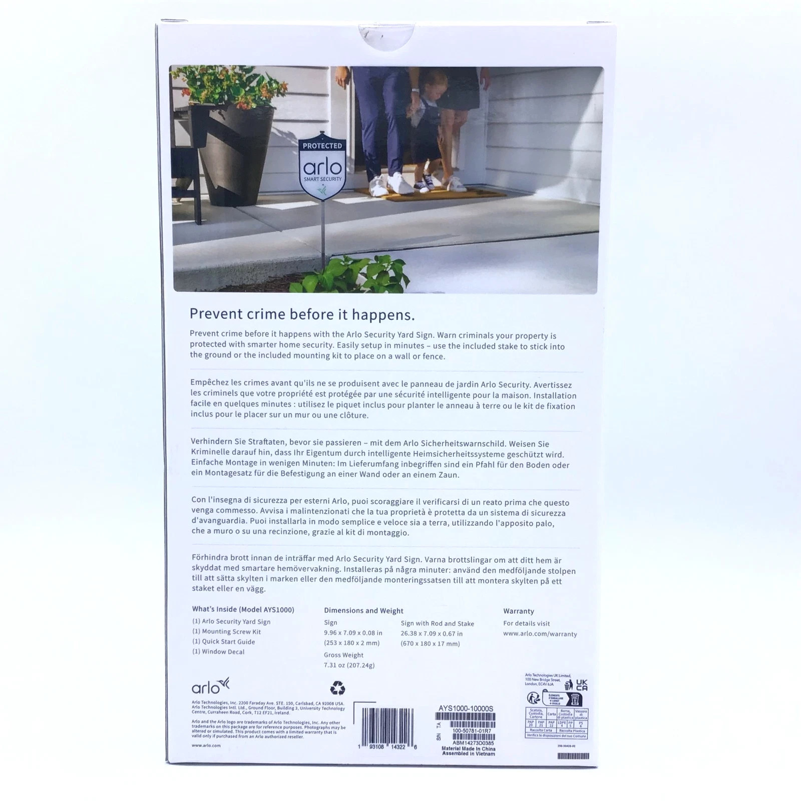 Arlo Protected Smart Security Yard Sign 10in x 7in – NEW & Sealed in box