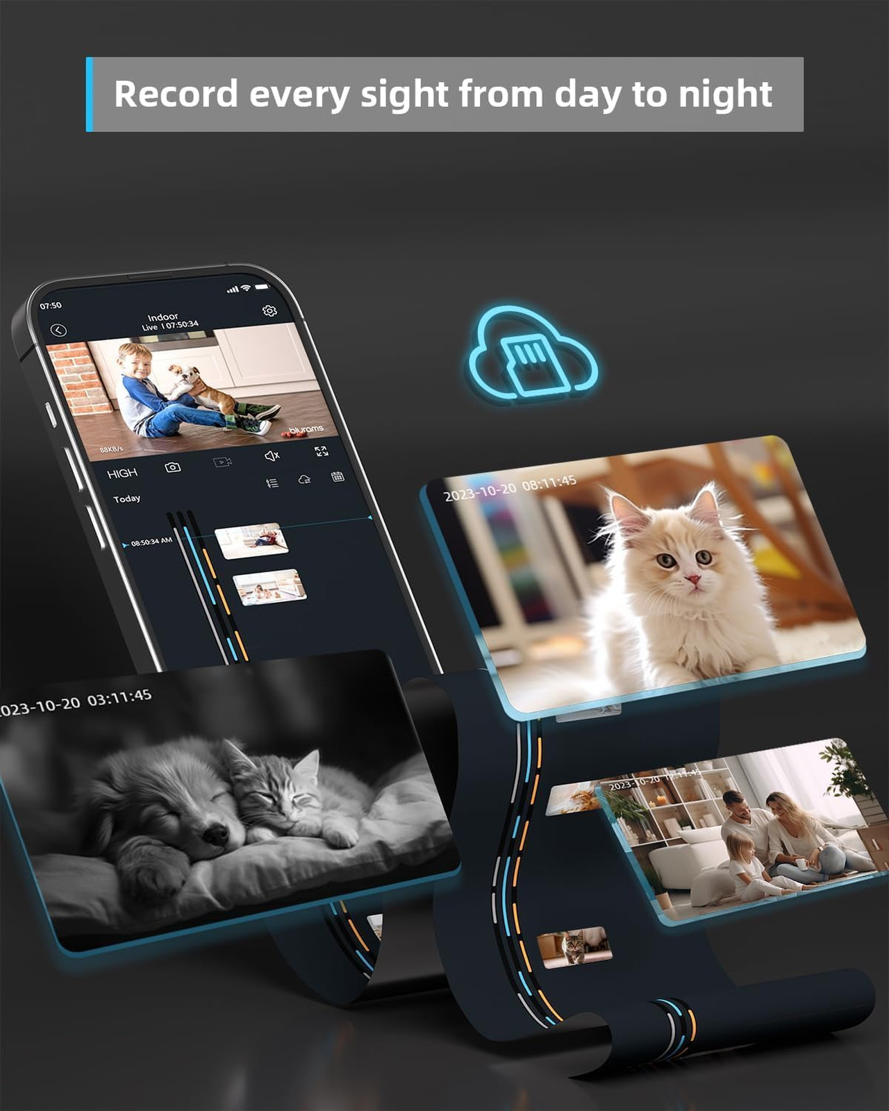 Security Camera 2K IR Night Vision Motion Tracking Phone App Smart Alexa Google