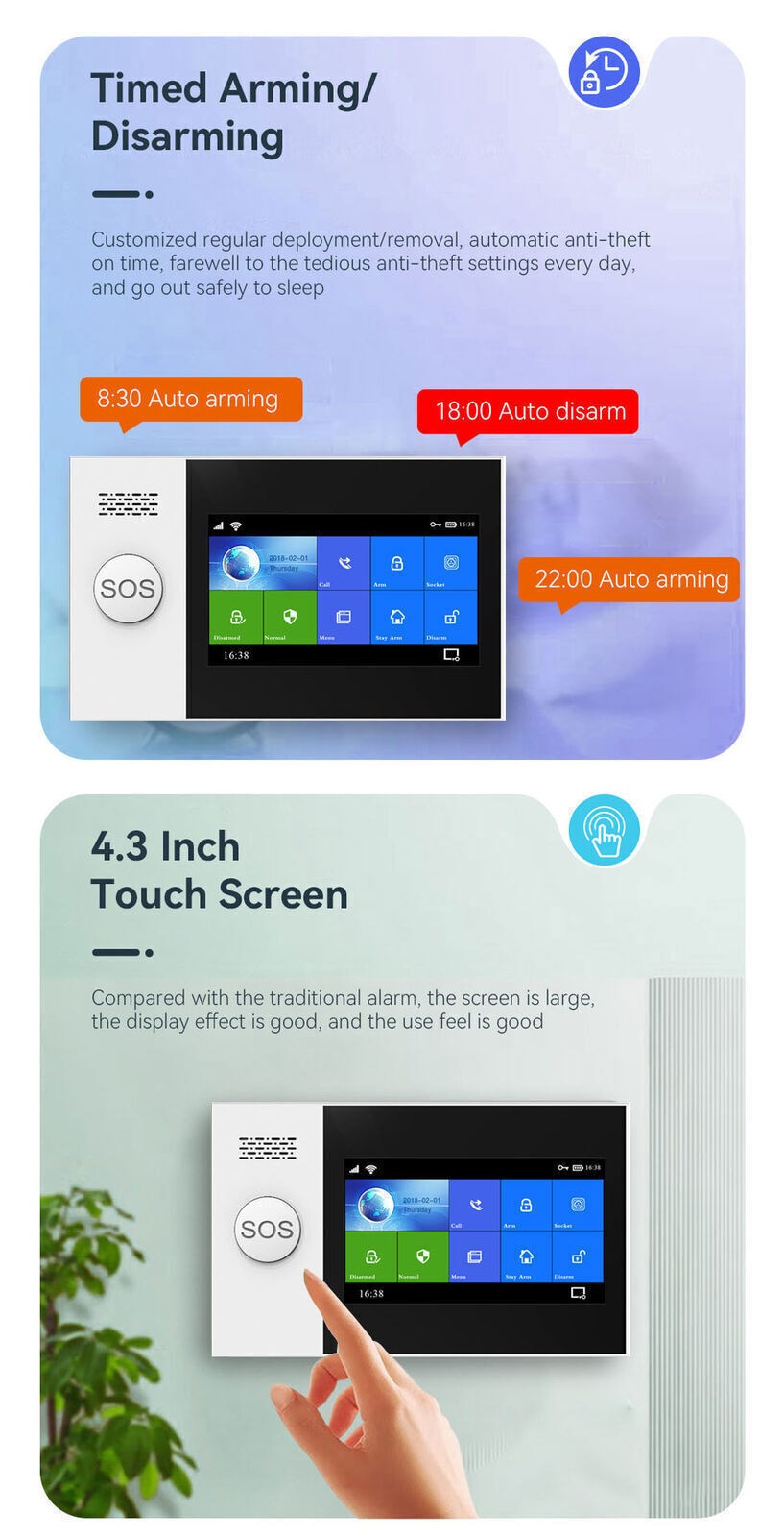 TUYA WiFi+4G Kits Home Burglar Security Alarm System w/Touch Keypad PIR DOOR
