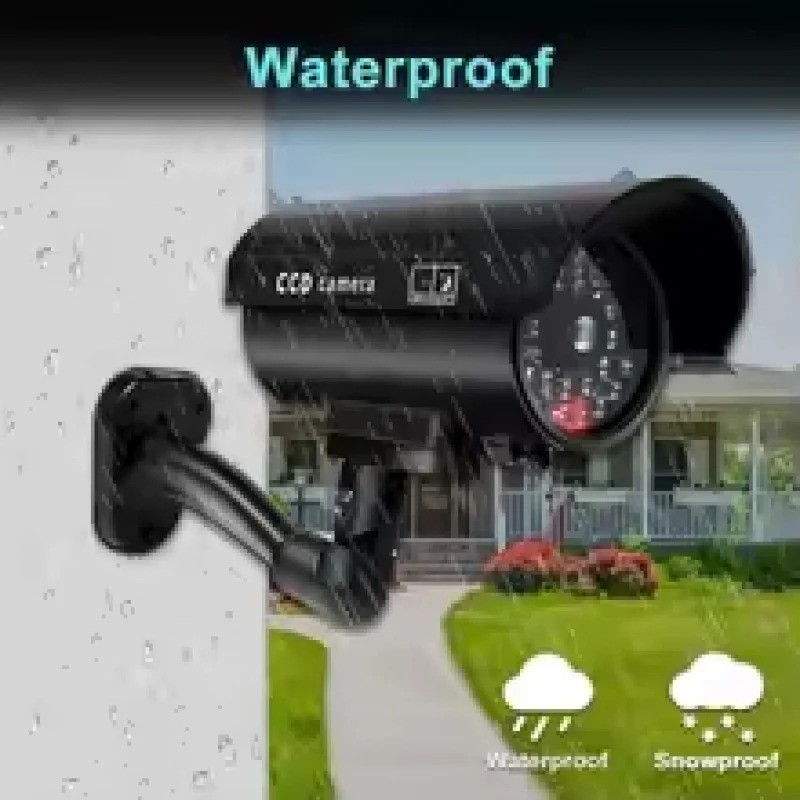 IR Bullet Fake Dummy Surveillance Security Camera CCTV & Record Light – Black