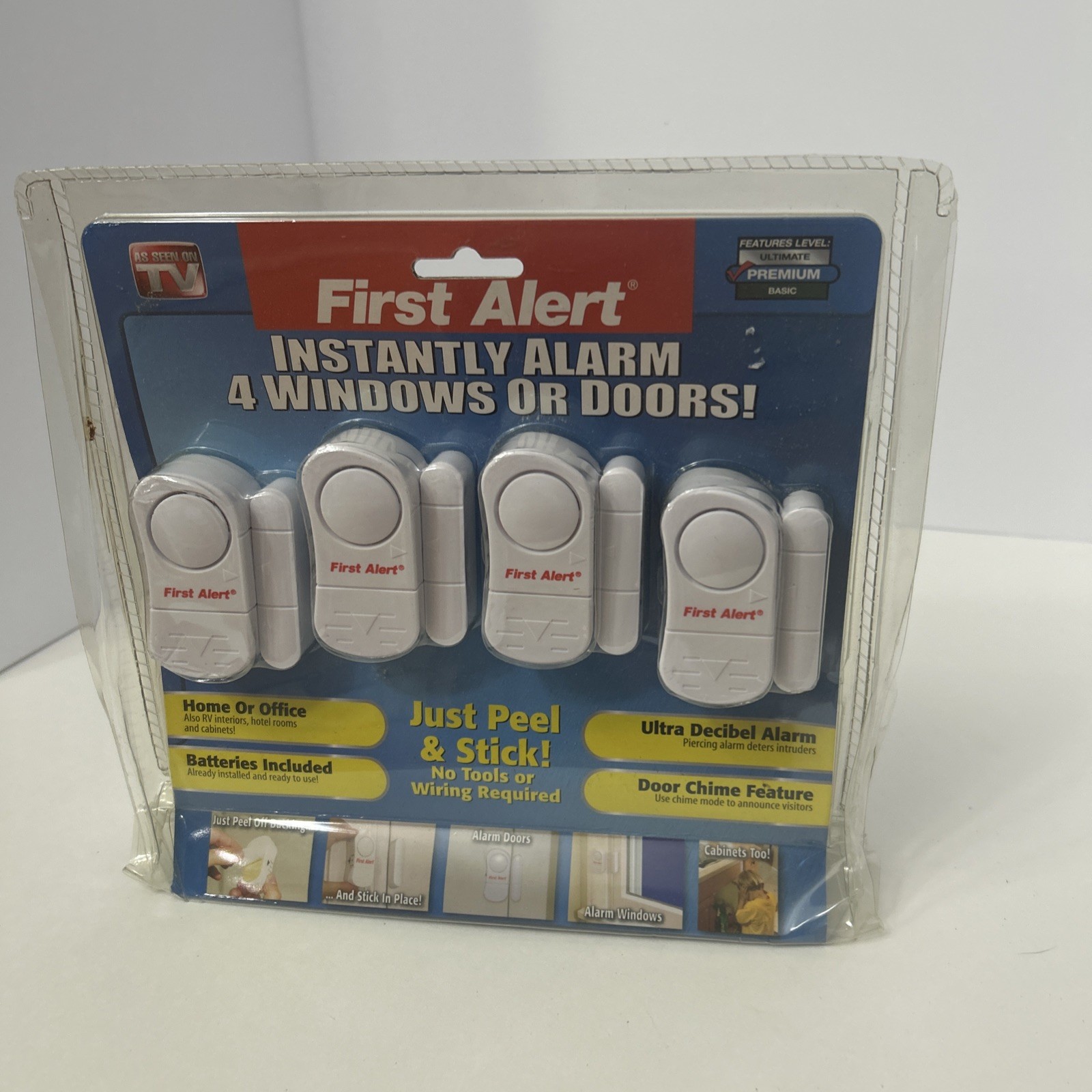 FIRST ALERT 4 Pack Premium Window & Door Security Alarms – New In Box