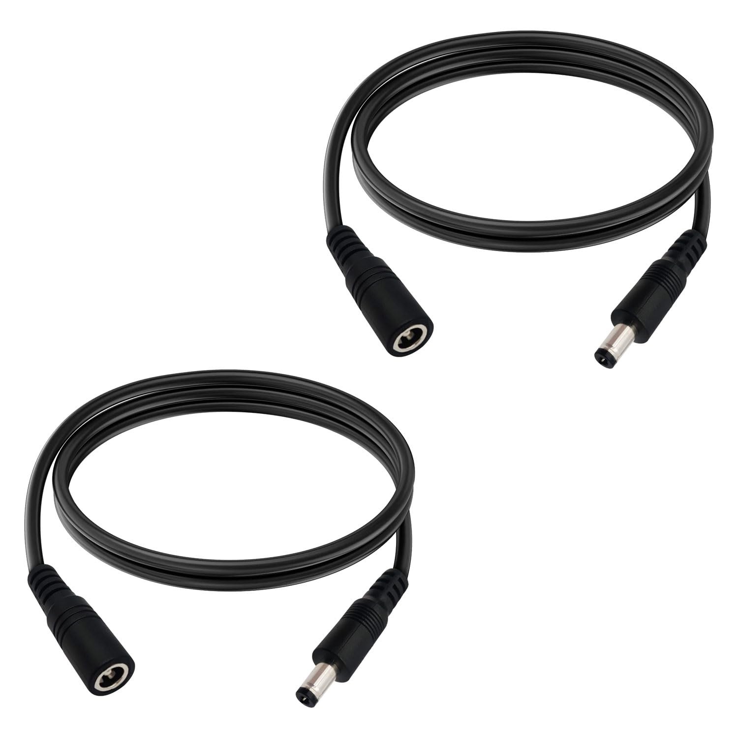 3.3FT DC Power Extension Cable 5.5mmx2.1mm 18AWG Male to 3.3ft, Black 2pcs
