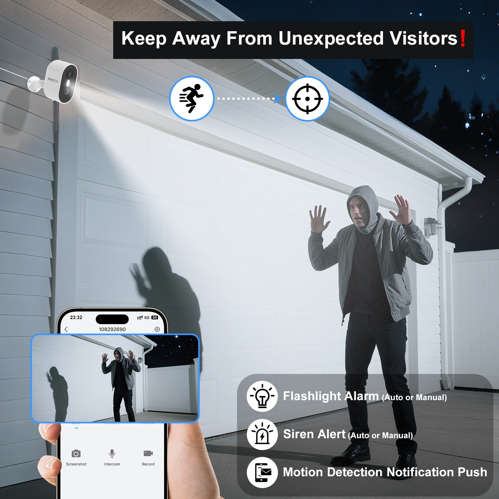 ARCCTV 4MP Solar Battery Powered WiFi Security Camera Home Outdoor Wireless CCTV