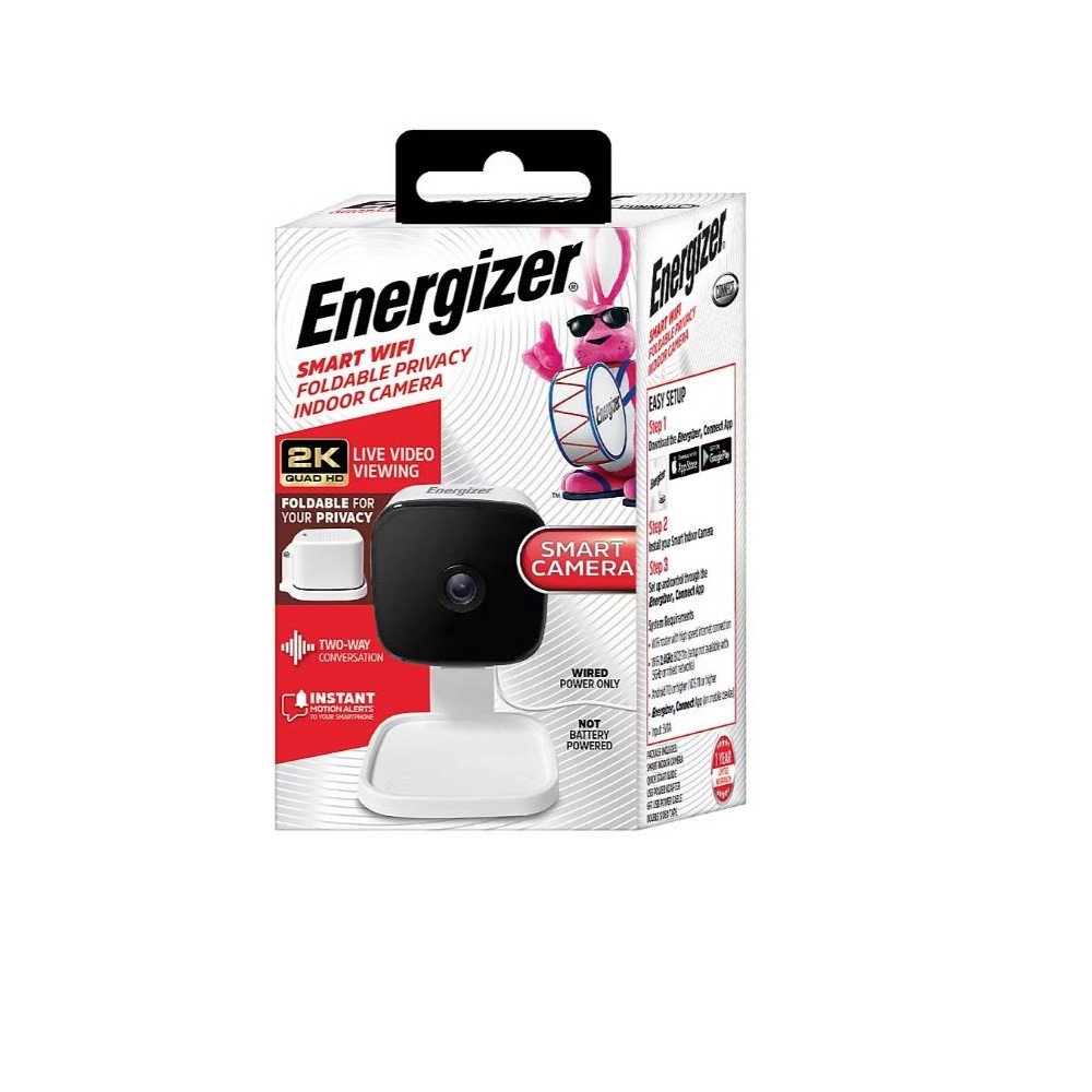 Energizer Connect Smart Wi-Fi 2K Foldable Indoor Camera, White EIX1-1005-2KW