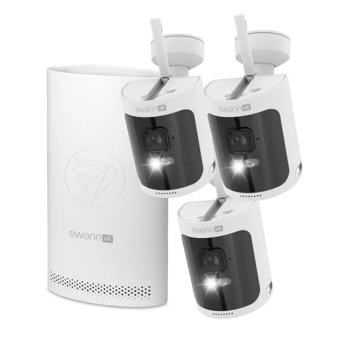 Longer charge 4K Wireless Security Kit with 3 x Wire-Free Cameras & NVR Tower