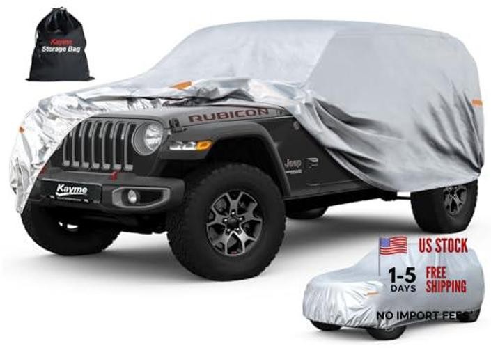6 Layers Car Cover Custom Fit for 49. Custom Fit Jeep Wrangler 4 Dr LM-Silver