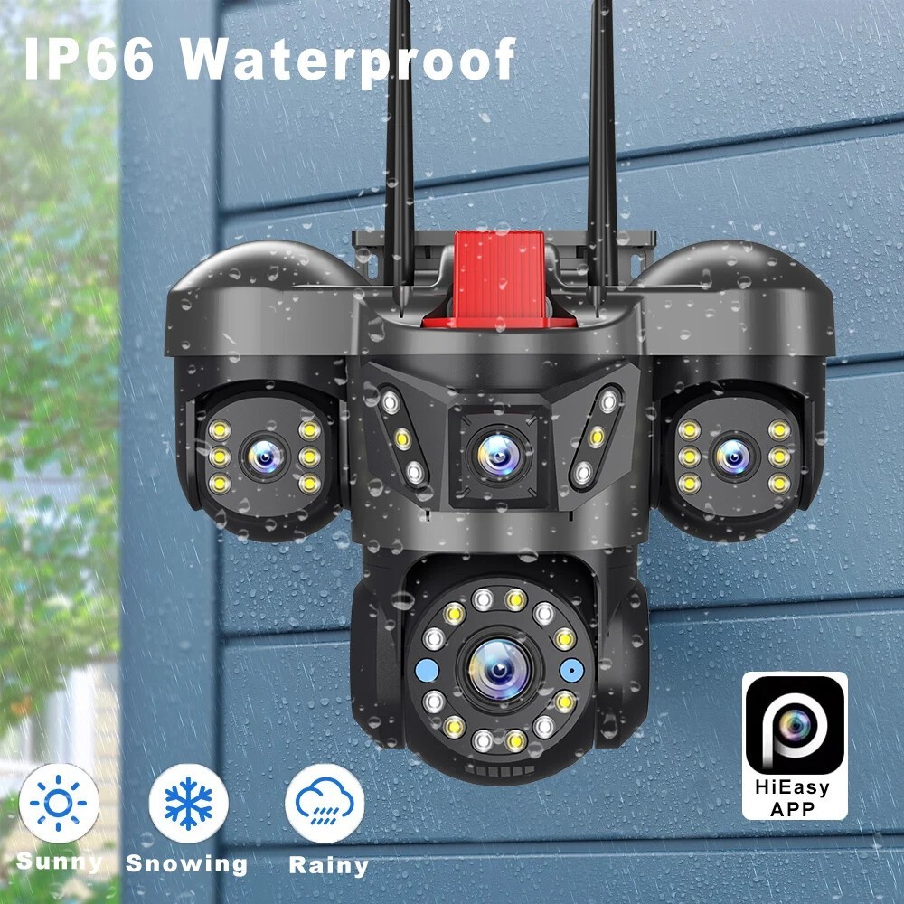 5MP WiFi Camera UHD IPC Outdoor 4 Lens Four Screens PTZ Camera Security Cam CCTV