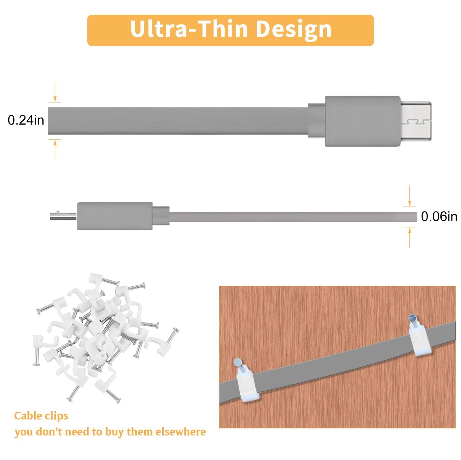 2 Pack 20FT Power Extension Cable Compatible with Wyze Cam Grey